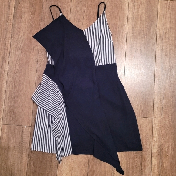 Striped Asymmetrical Minidress - Picture 3 of 7